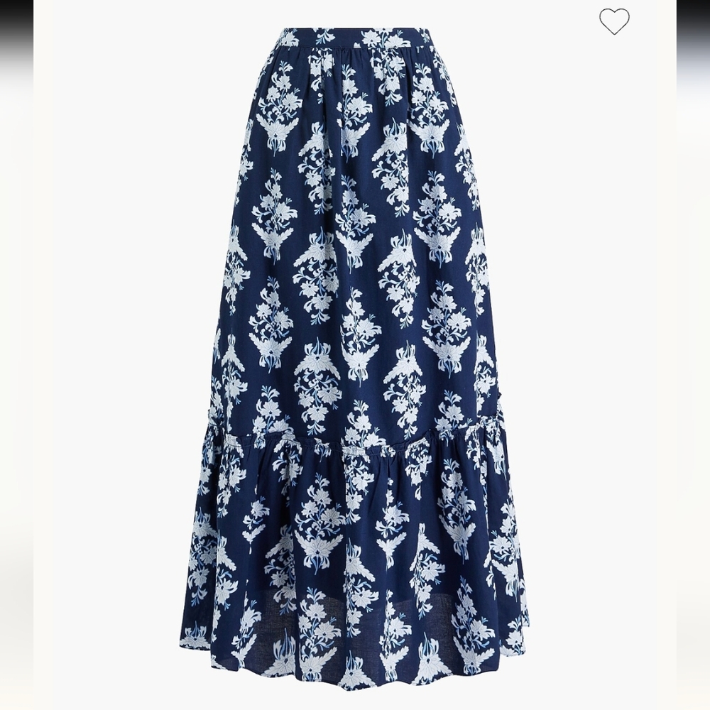 J. Crew Navy Floral Maxi Skirt